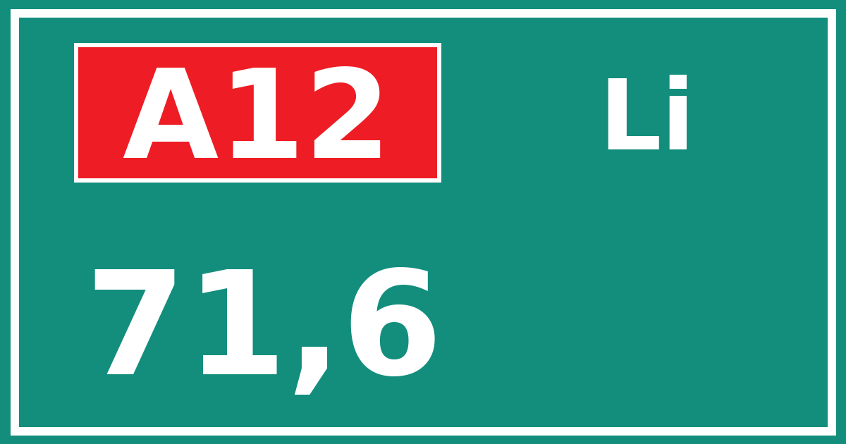 Hectometerbord A12 71,6 zijde Li