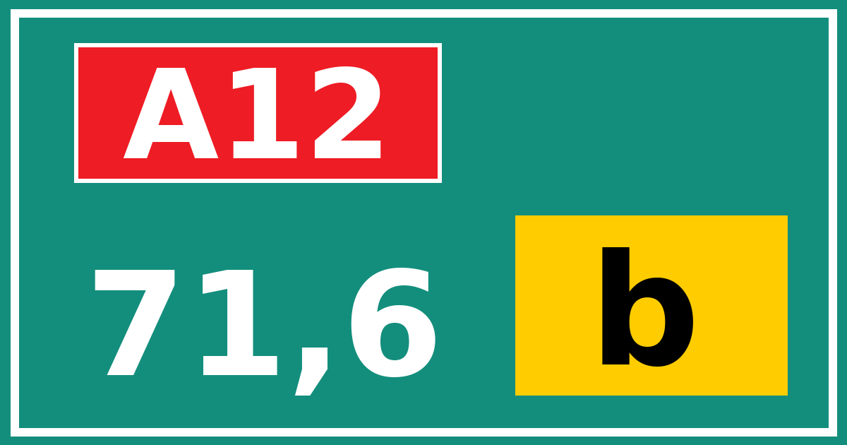 Hectometerbord A12 71,6 letter b