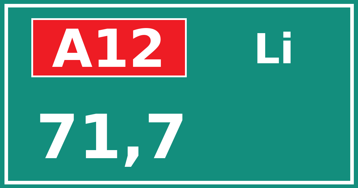 Hectometerbord A12 71,7 zijde Li
