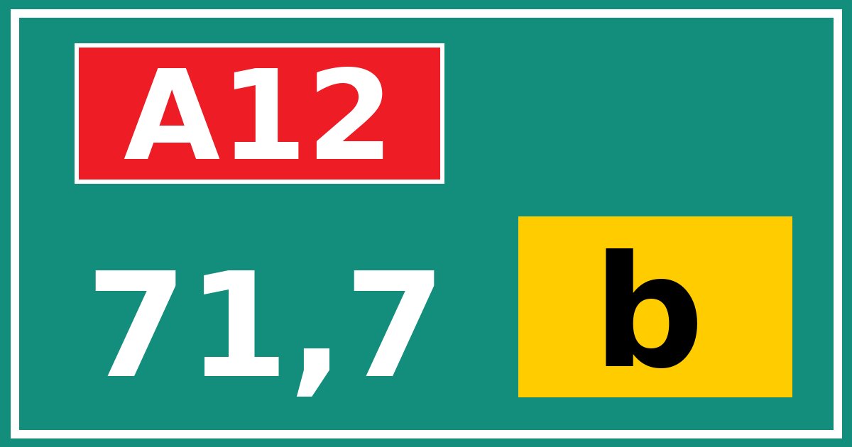 Hectometerbord A12 71,7 letter b