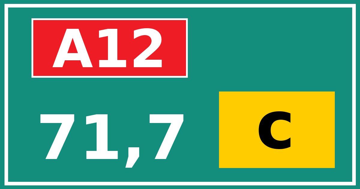 Hectometerbord A12 71,7 letter c