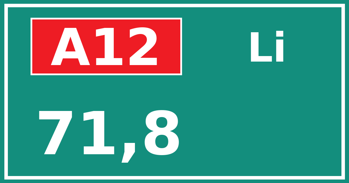 Hectometerbord A12 71,8 zijde Li