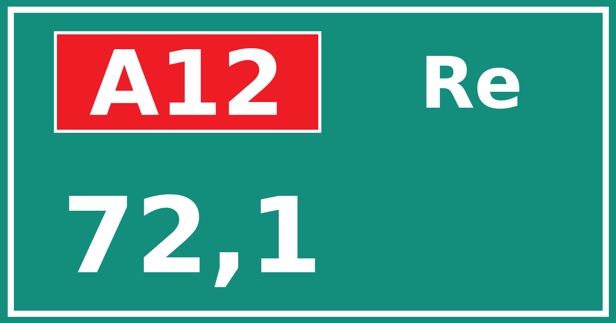 Hectometerbord A12 72,1 zijde Re