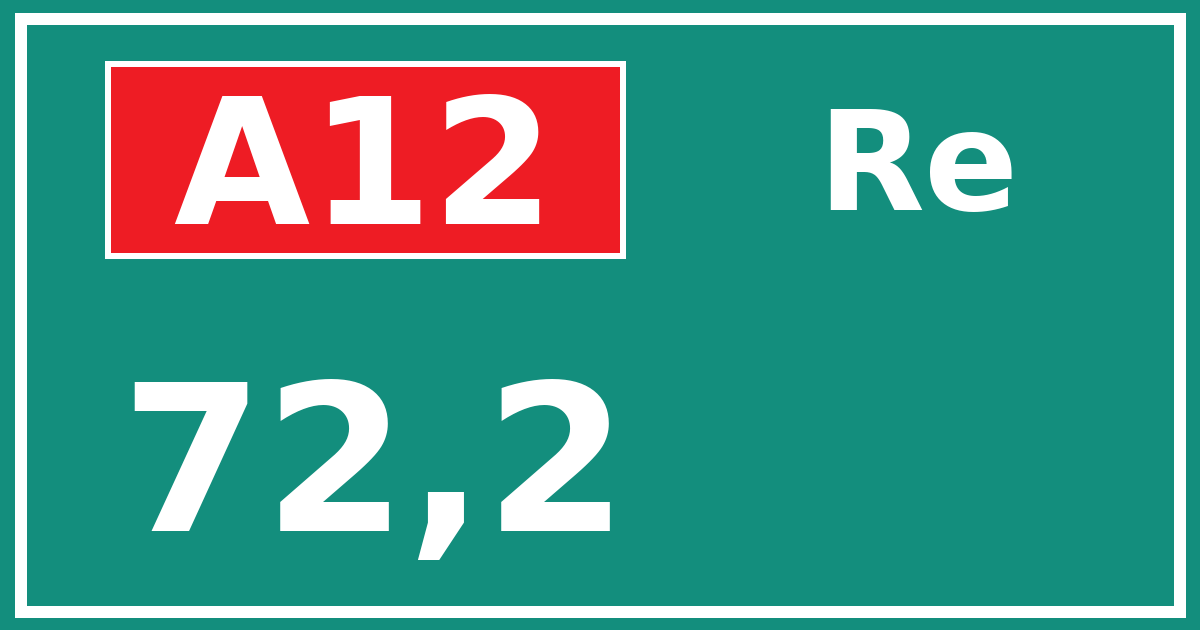 Hectometerbord A12 72,2 zijde Re