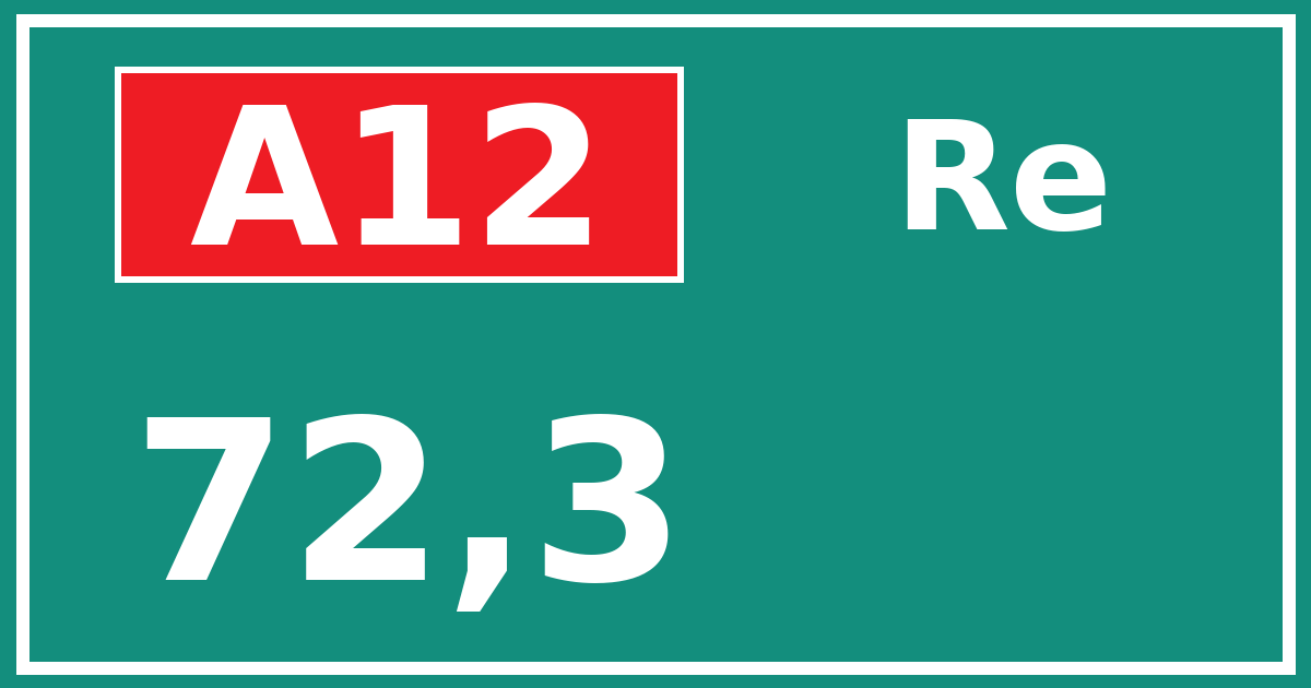 Hectometerbord A12 72,3 zijde Re