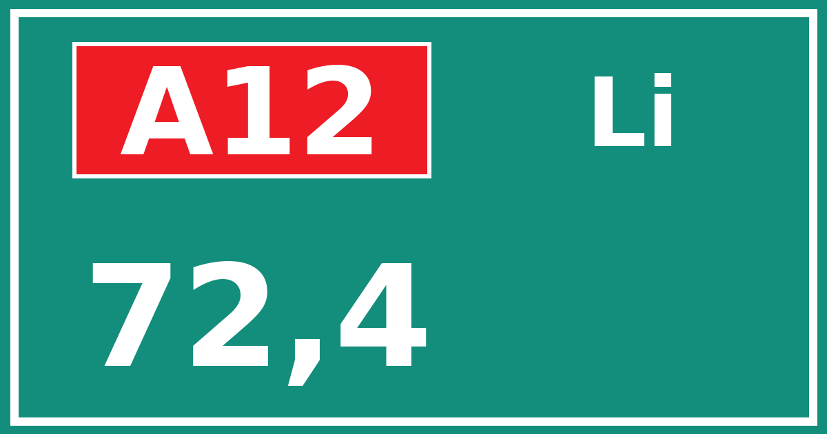 Hectometerbord A12 72,4 zijde Li