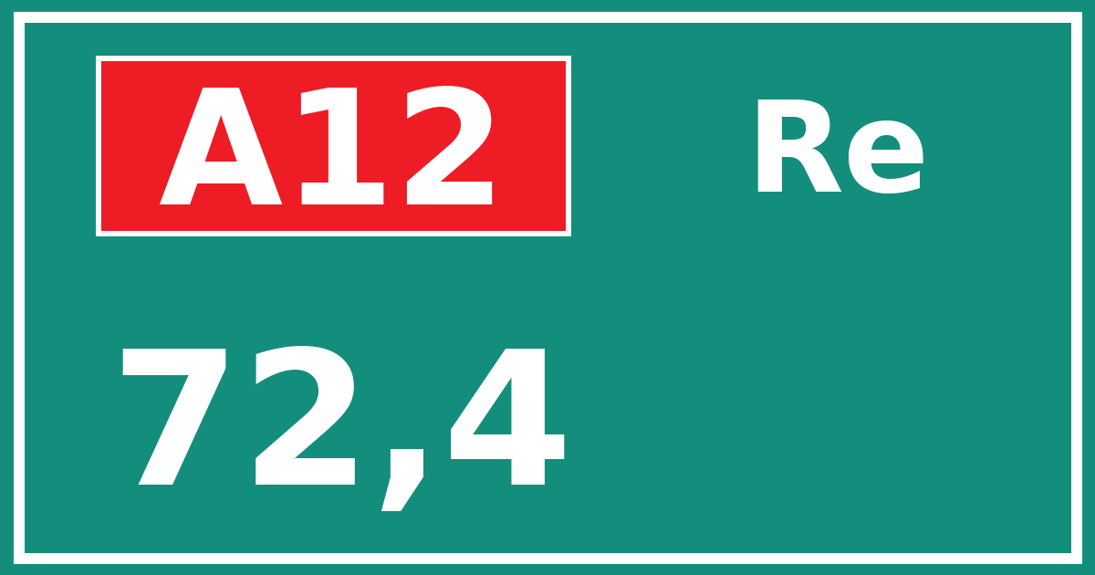Hectometerbord A12 72,4 zijde Re