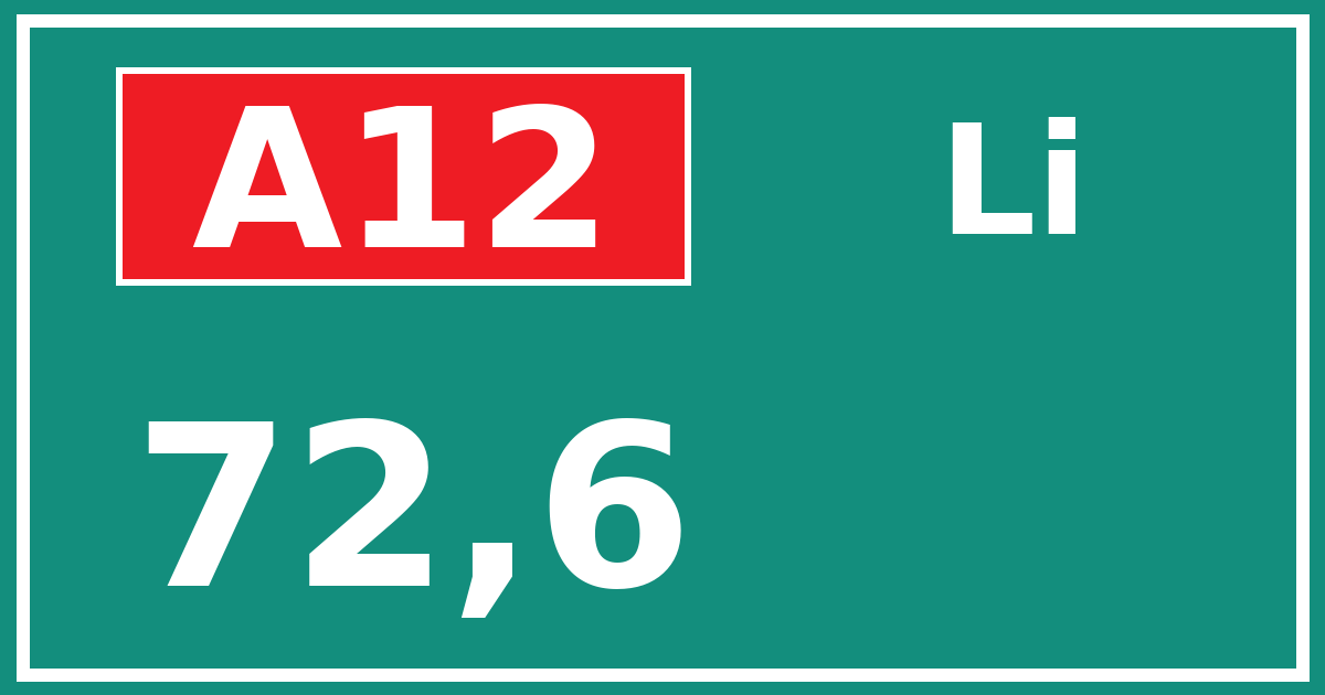 Hectometerbord A12 72,6 zijde Li