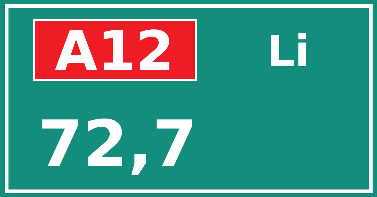 Hectometerbord A12 72,7 zijde Li
