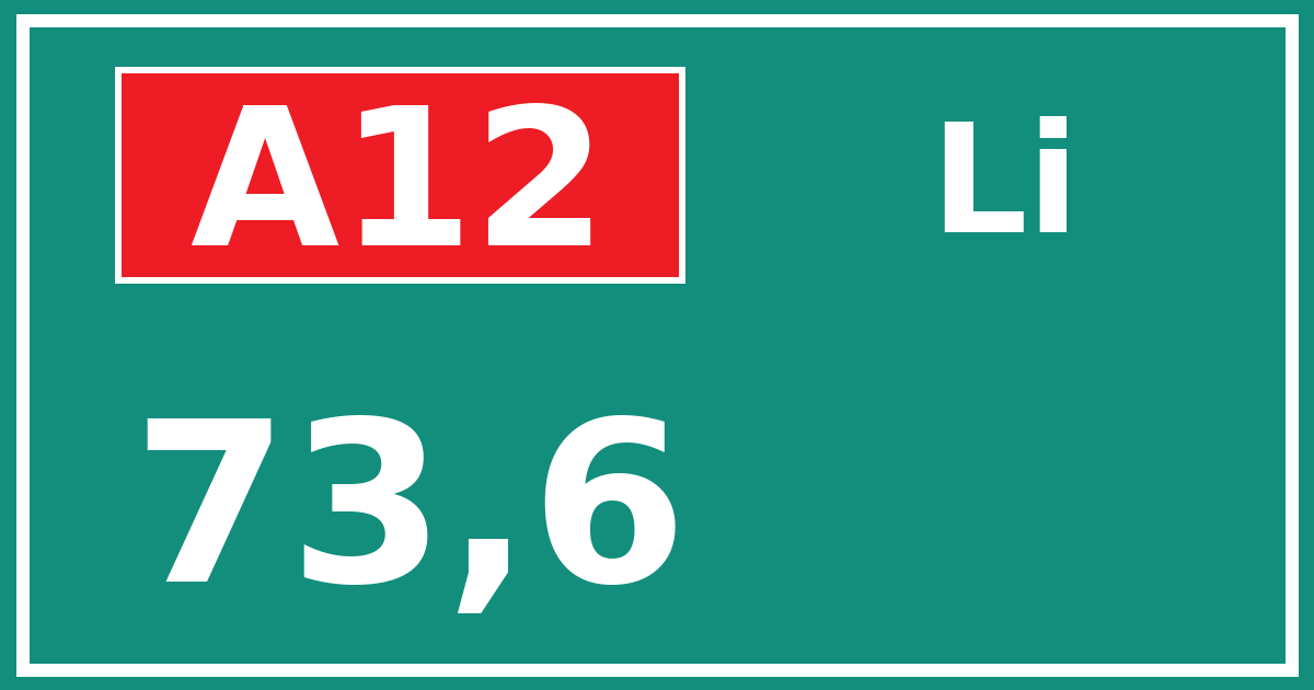 Hectometerbord A12 73,6 zijde Li