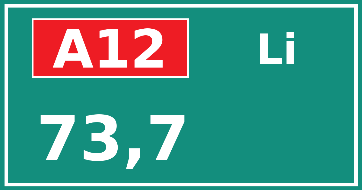 Hectometerbord A12 73,7 zijde Li