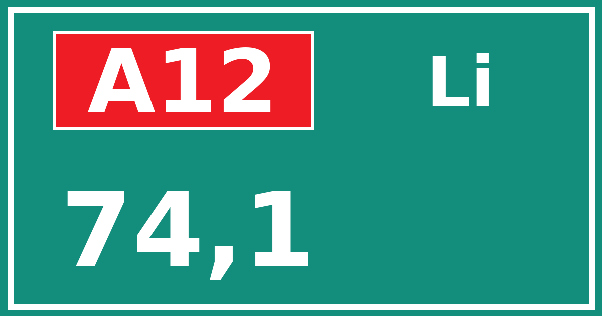 Hectometerbord A12 74,1 zijde Li