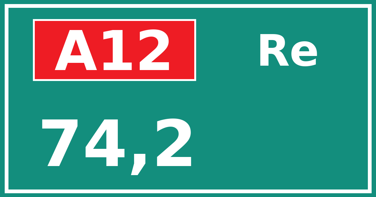 Hectometerbord A12 74,2 zijde Re