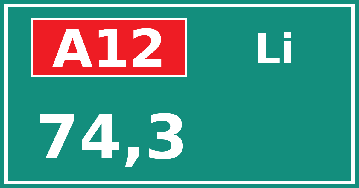 Hectometerbord A12 74,3 zijde Li