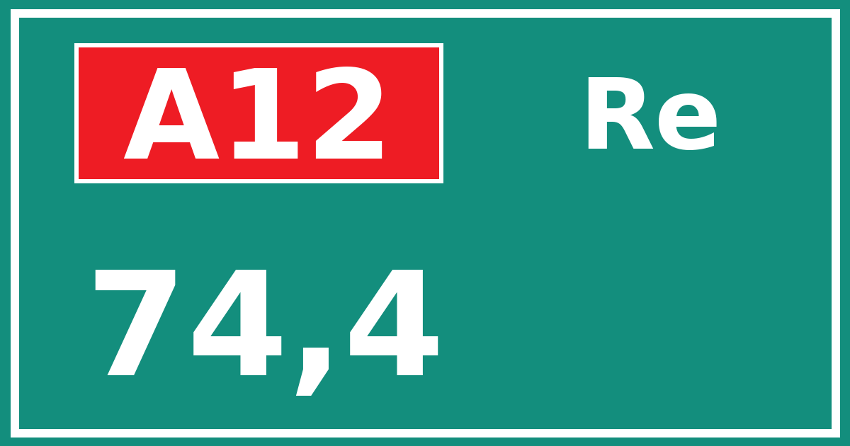 Hectometerbord A12 74,4 zijde Re