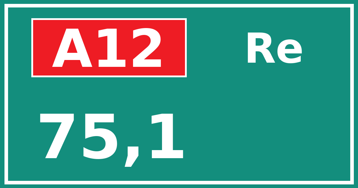 Hectometerbord A12 75,1 zijde Re