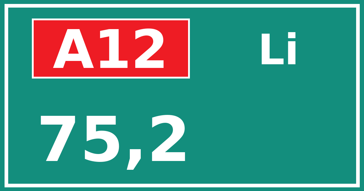 Hectometerbord A12 75,2 zijde Li