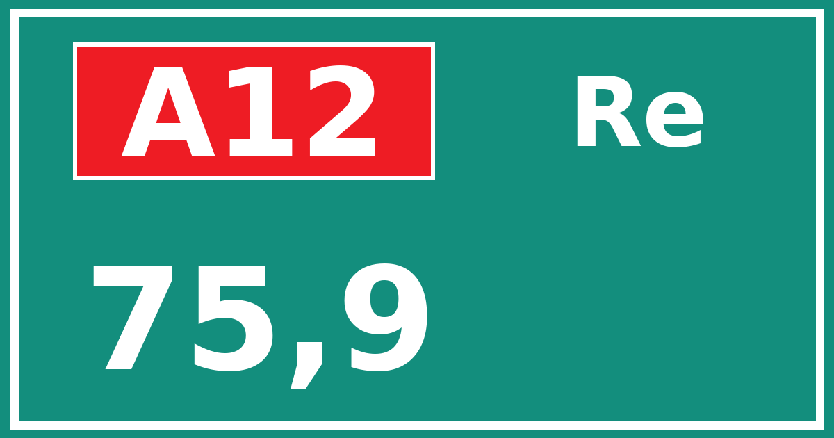 Hectometerbord A12 75,9 zijde Re