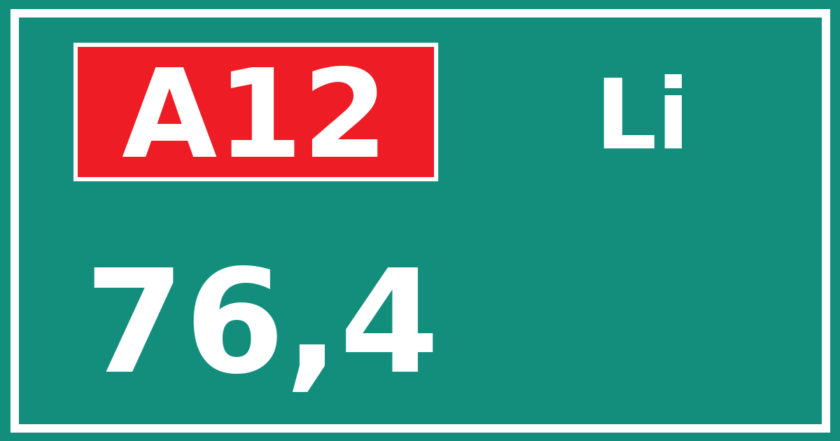 Hectometerbord A12 76,4 zijde Li
