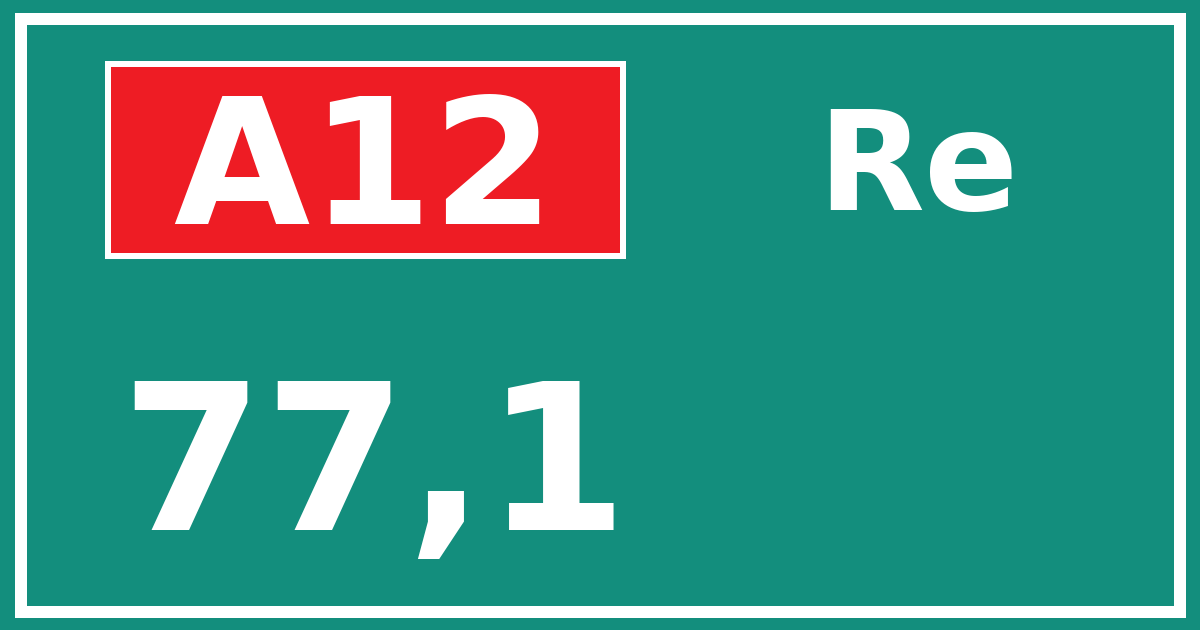 Hectometerbord A12 77,1 zijde Re
