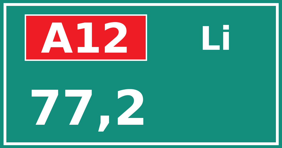 Hectometerbord A12 77,2 zijde Li