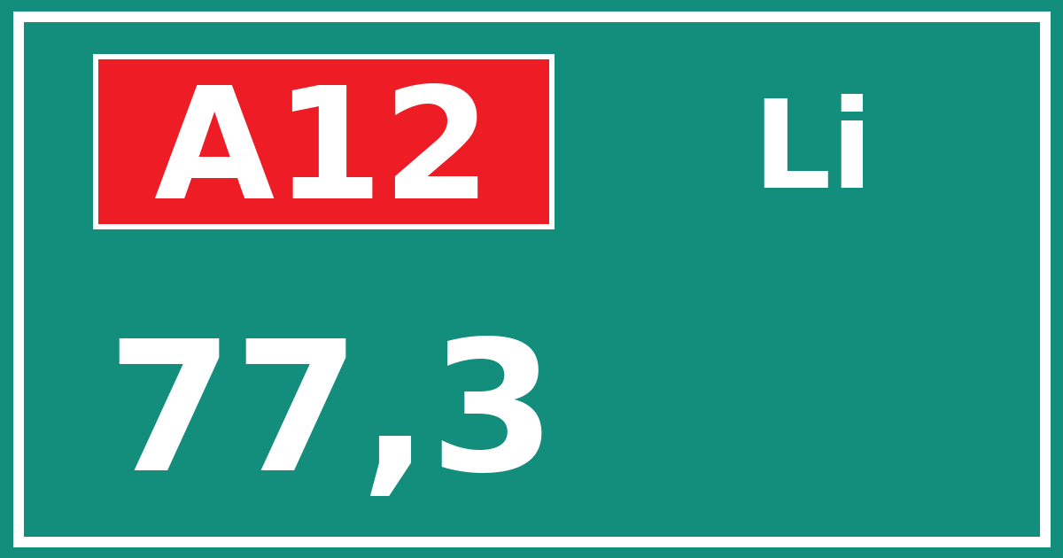 Hectometerbord A12 77,3 zijde Li