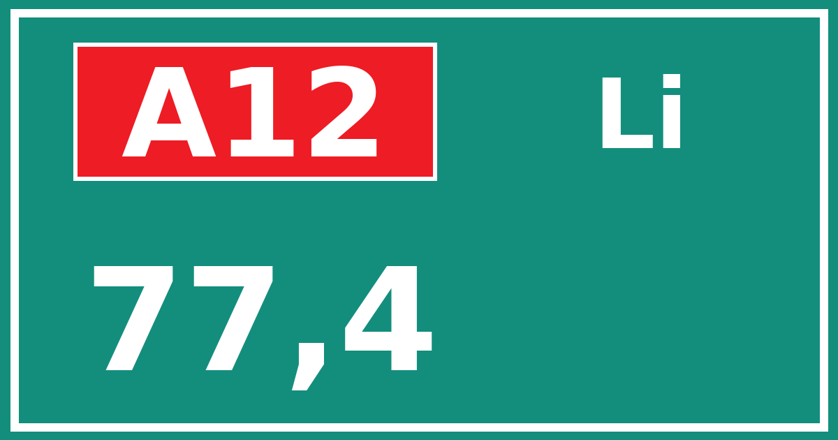 Hectometerbord A12 77,4 zijde Li