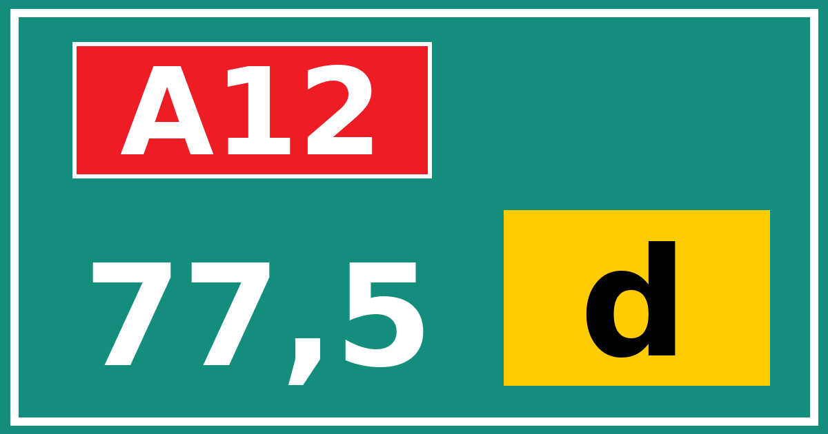 Hectometerbord A12 77,5 letter d