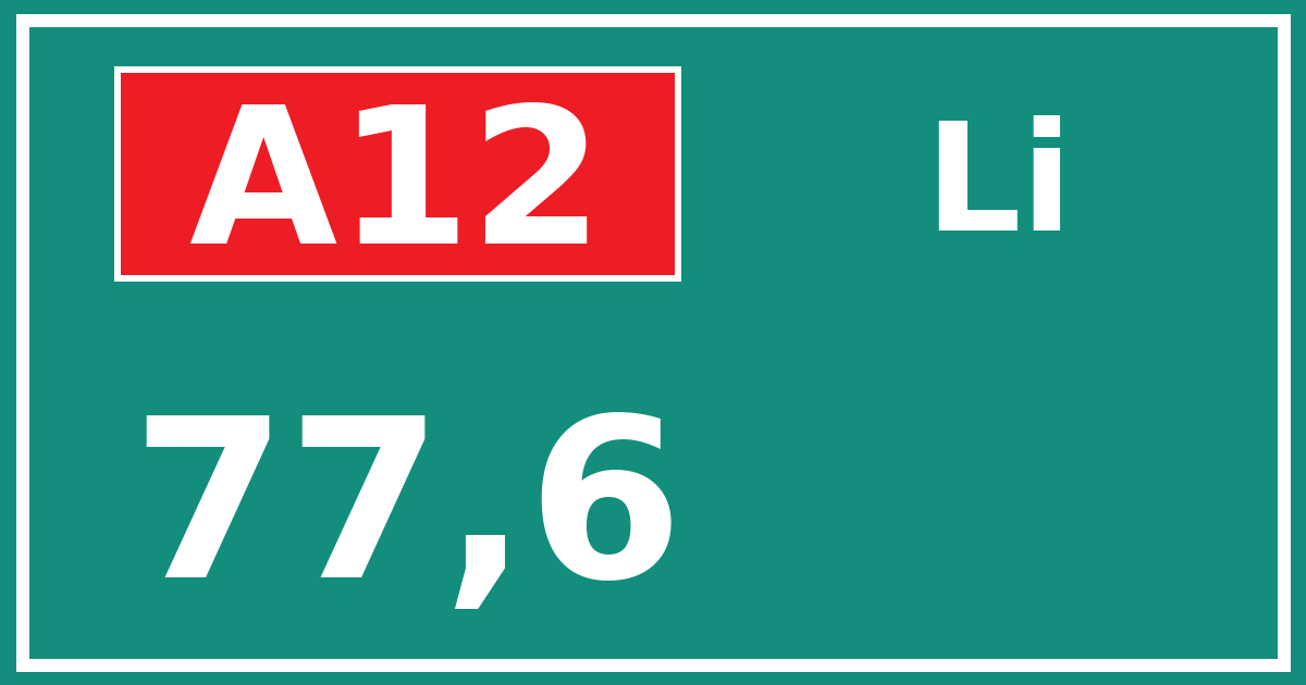 Hectometerbord A12 77,6 zijde Li