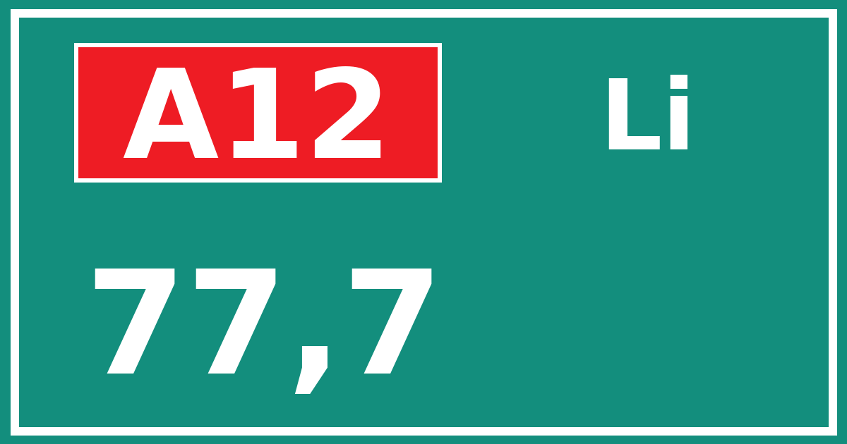 Hectometerbord A12 77,7 zijde Li