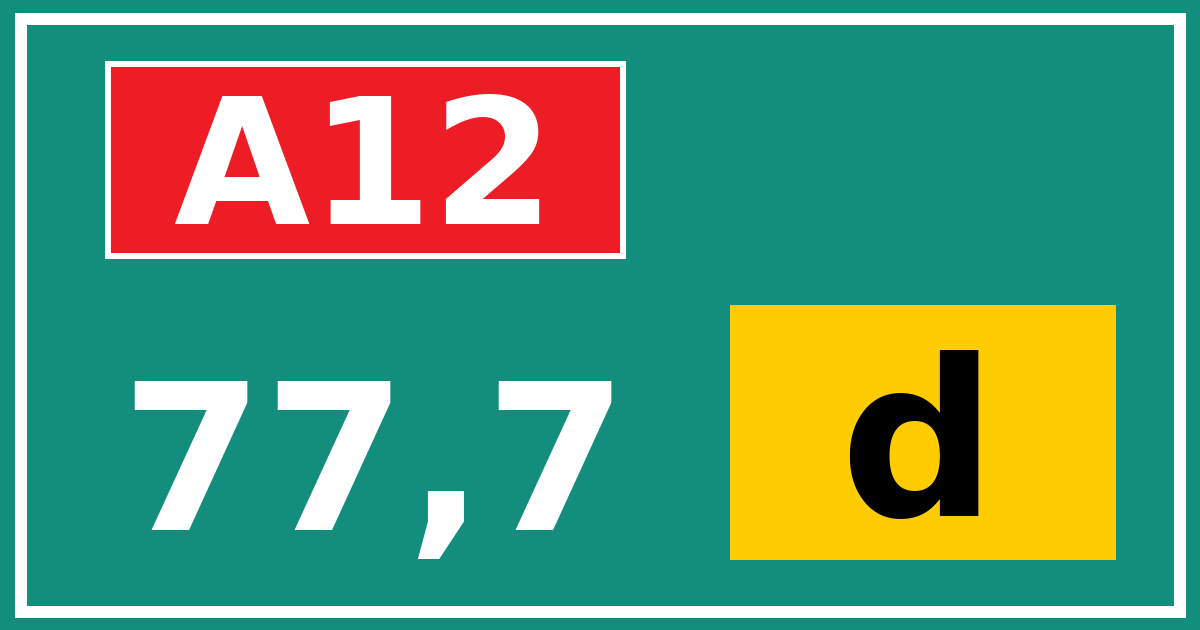 Hectometerbord A12 77,7 letter d