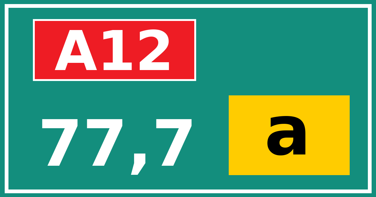 Hectometerbord A12 77,7 letter a