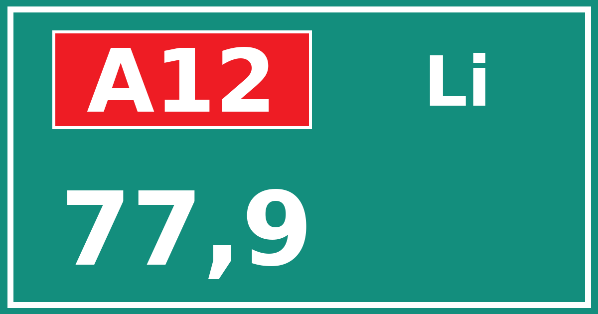 Hectometerbord A12 77,9 zijde Li