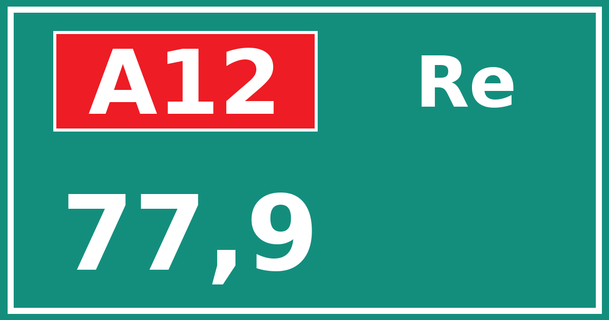 Hectometerbord A12 77,9 zijde Re