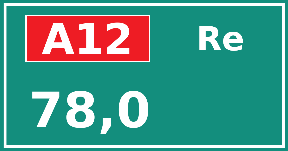 Hectometerbord A12 78,0 zijde Re