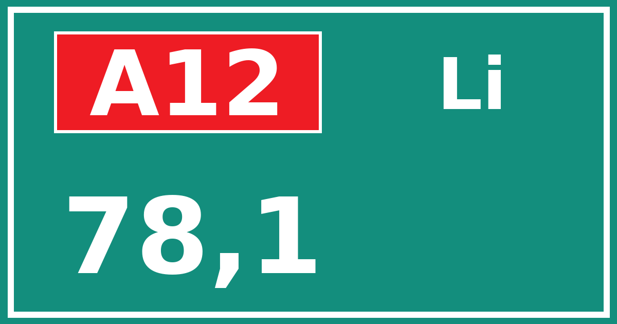 Hectometerbord A12 78,1 zijde Li