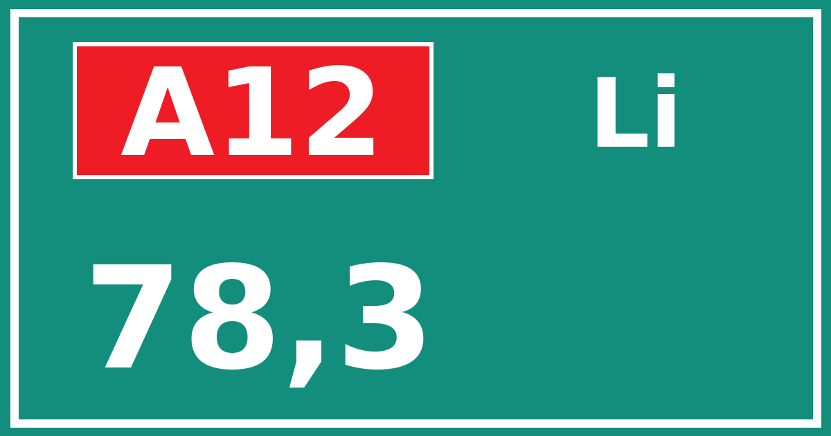 Hectometerbord A12 78,3 zijde Li