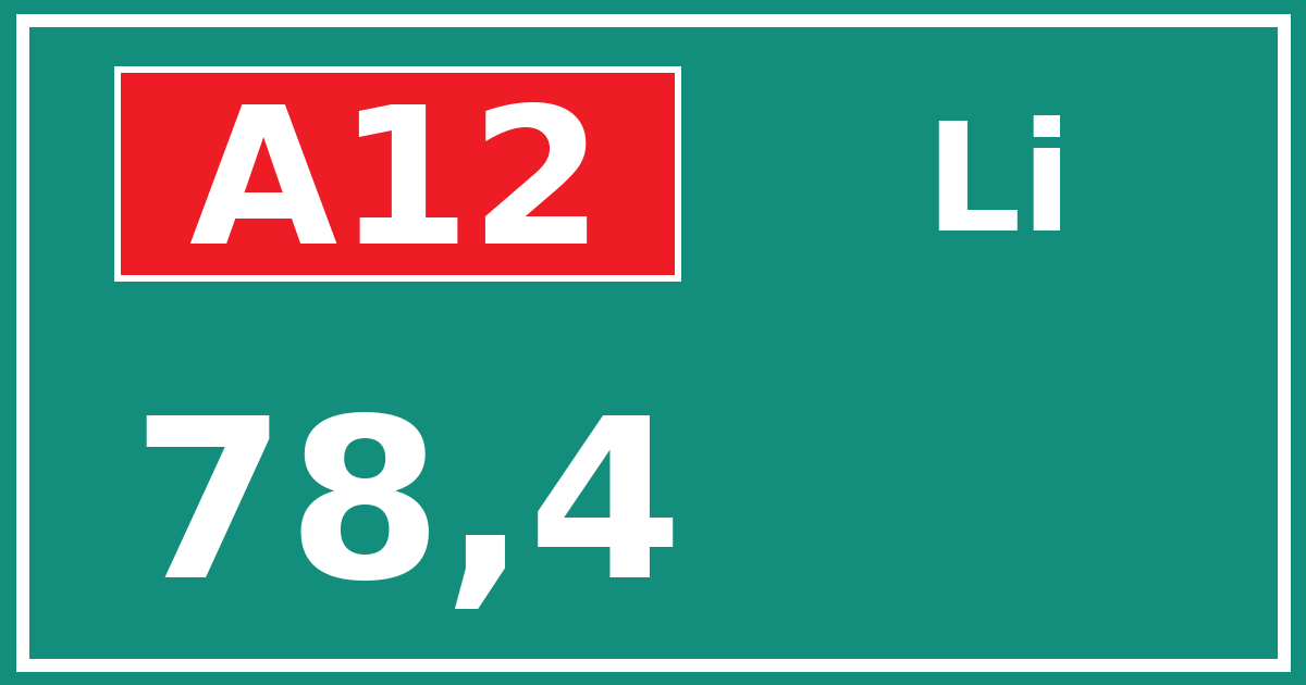 Hectometerbord A12 78,4 zijde Li