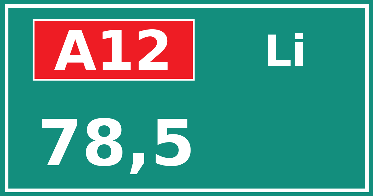 Hectometerbord A12 78,5 zijde Li