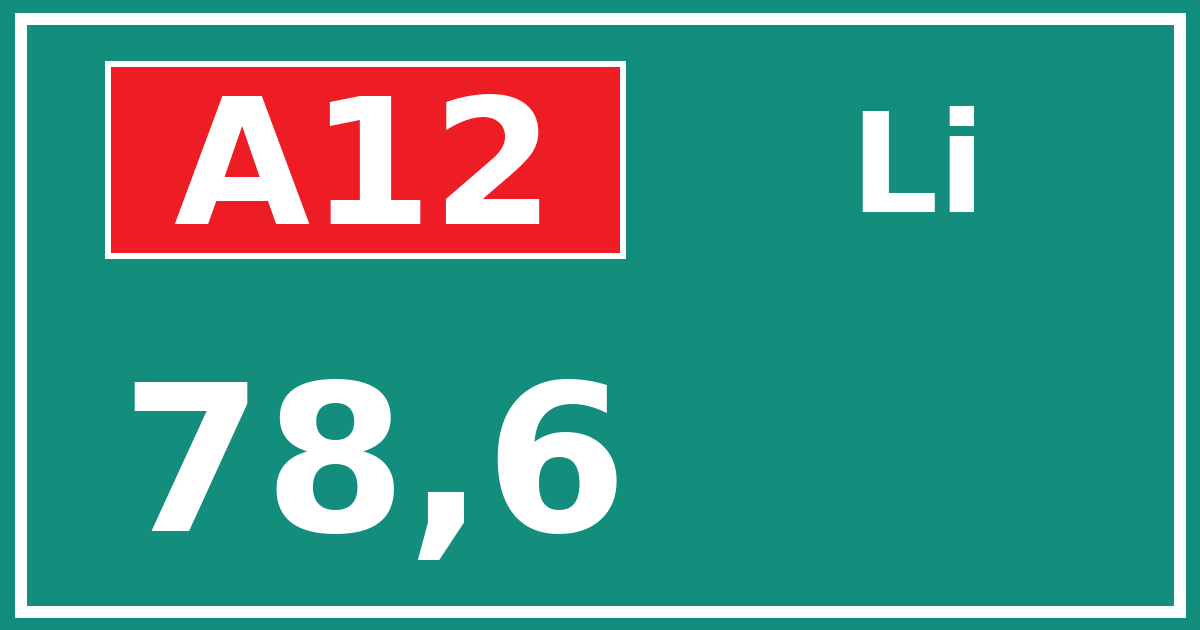 Hectometerbord A12 78,6 zijde Li