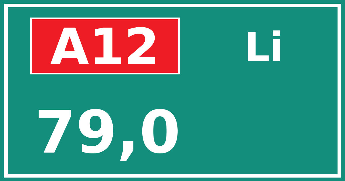 Hectometerbord A12 79,0 zijde Li