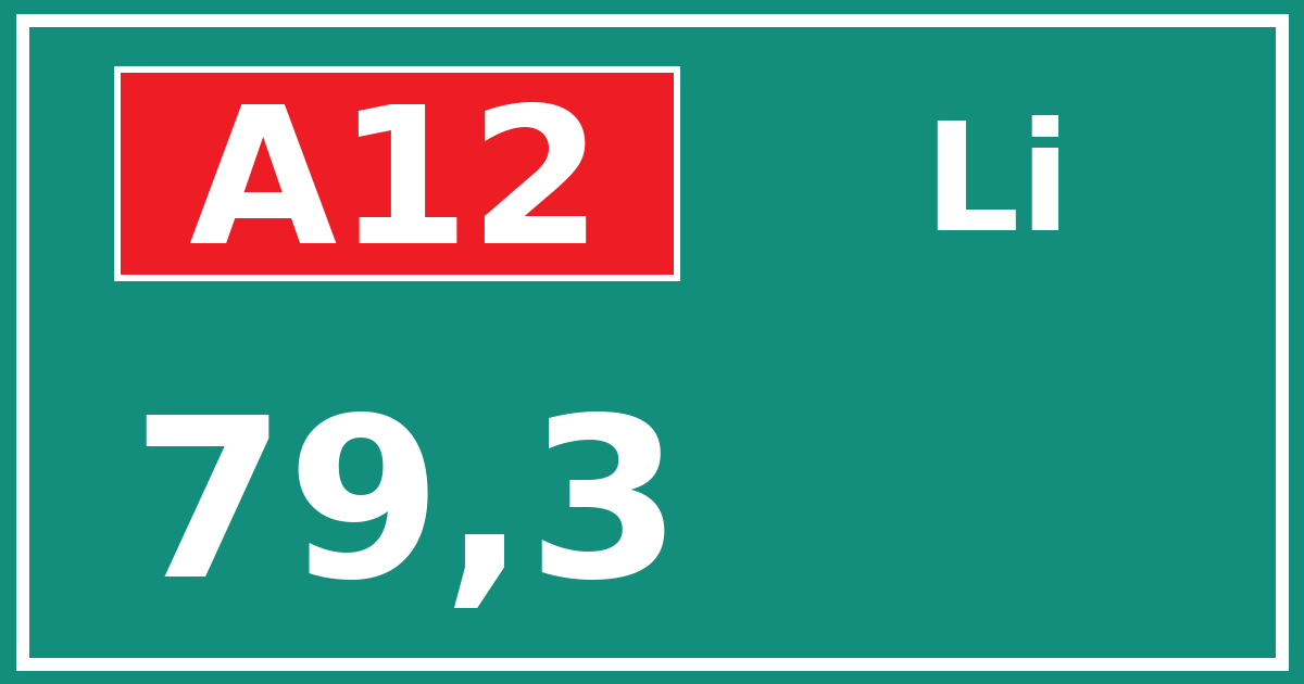 Hectometerbord A12 79,3 zijde Li
