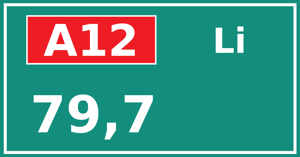 Hectometerbord A12 79,7 zijde Li