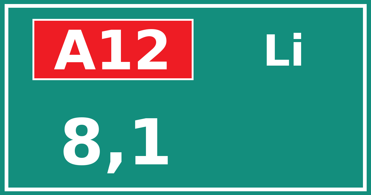 Hectometerbord A12 8,1 zijde Li