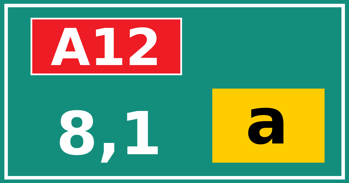 Hectometerbord A12 8,1 letter a