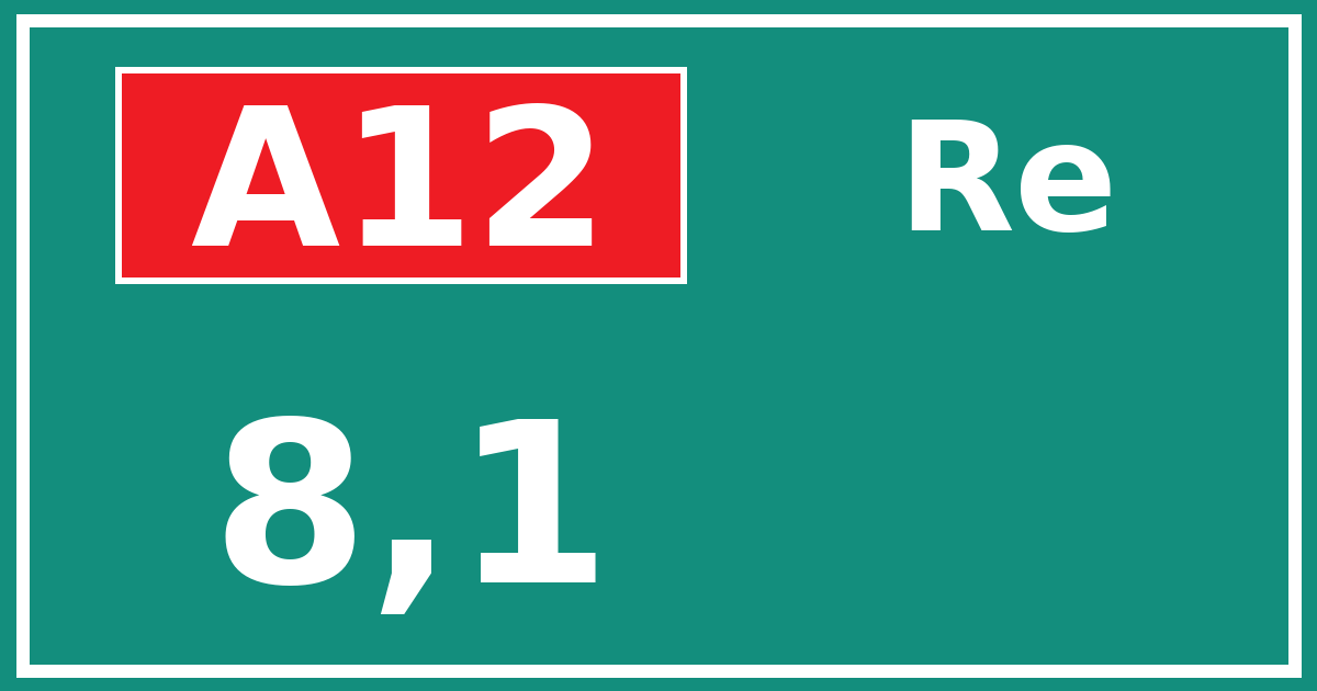 Hectometerbord A12 8,1 zijde Re