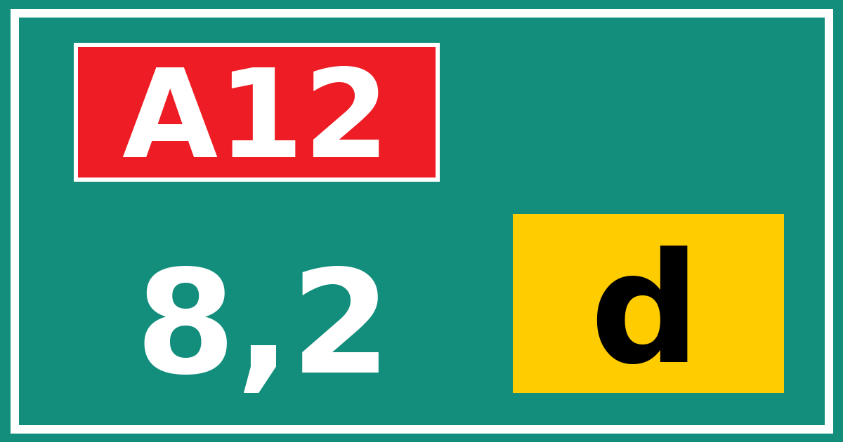 Hectometerbord A12 8,2 letter d