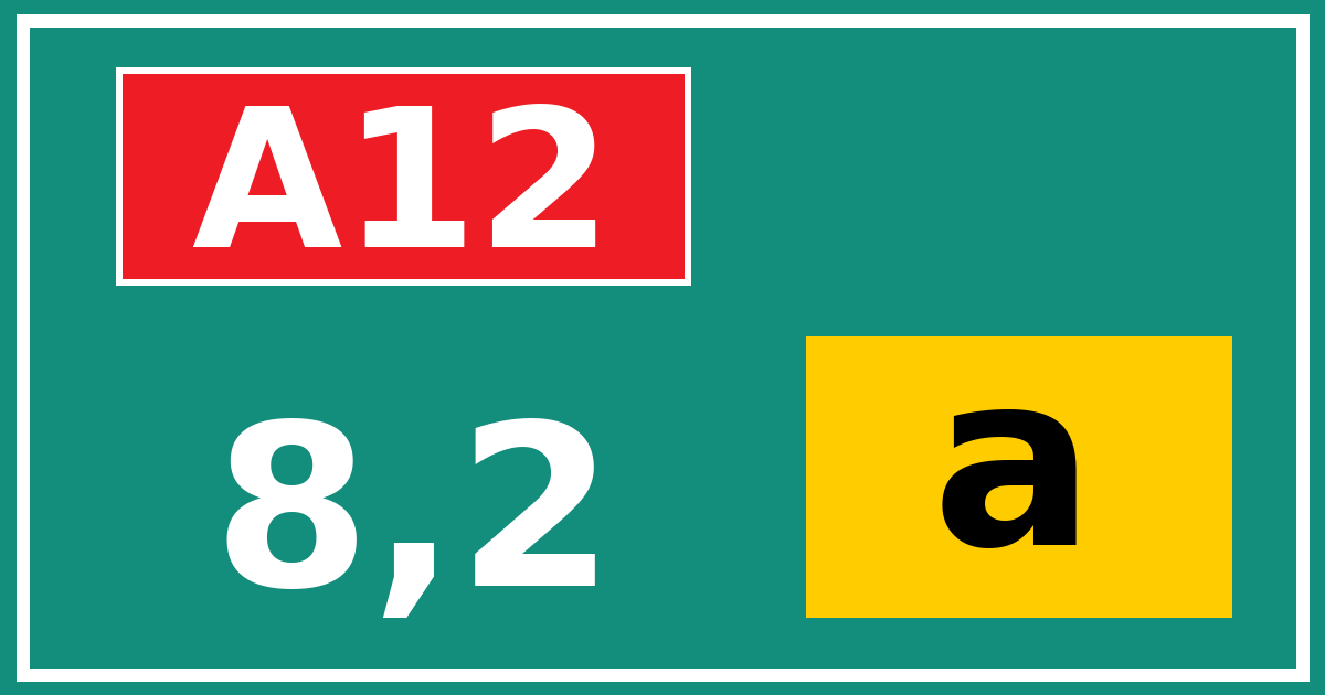 Hectometerbord A12 8,2 letter a