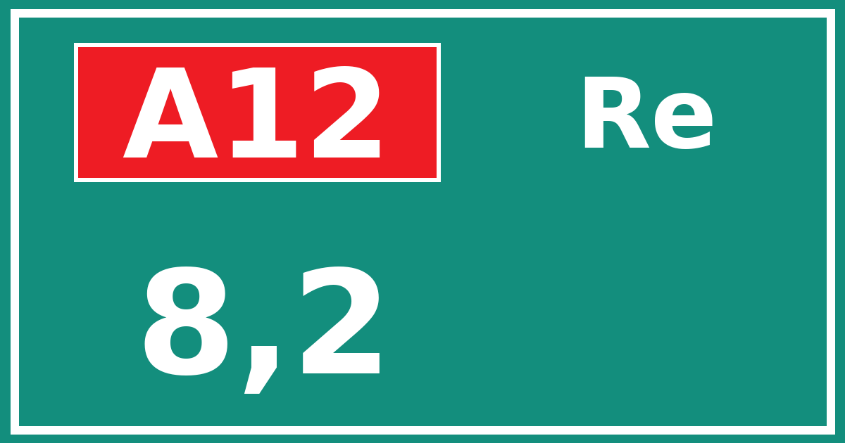 Hectometerbord A12 8,2 zijde Re