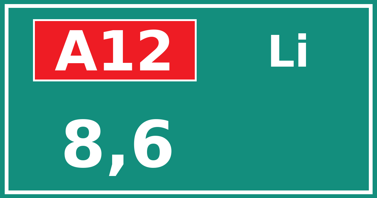 Hectometerbord A12 8,6 zijde Li